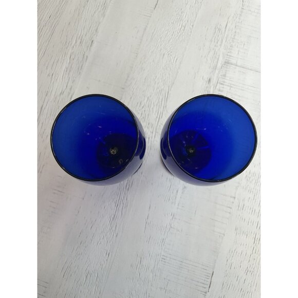 Set of 2 Lonnie Premiere Iced Tea Goblet Glasses Footed Cobalt Blue 16 Oz - Picture 2 of 4
